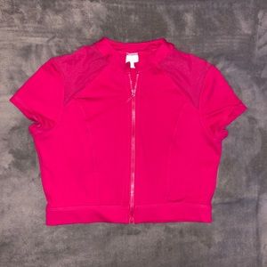 Bloch Hot Pink Short Sleeve Dance Zip Crop Top